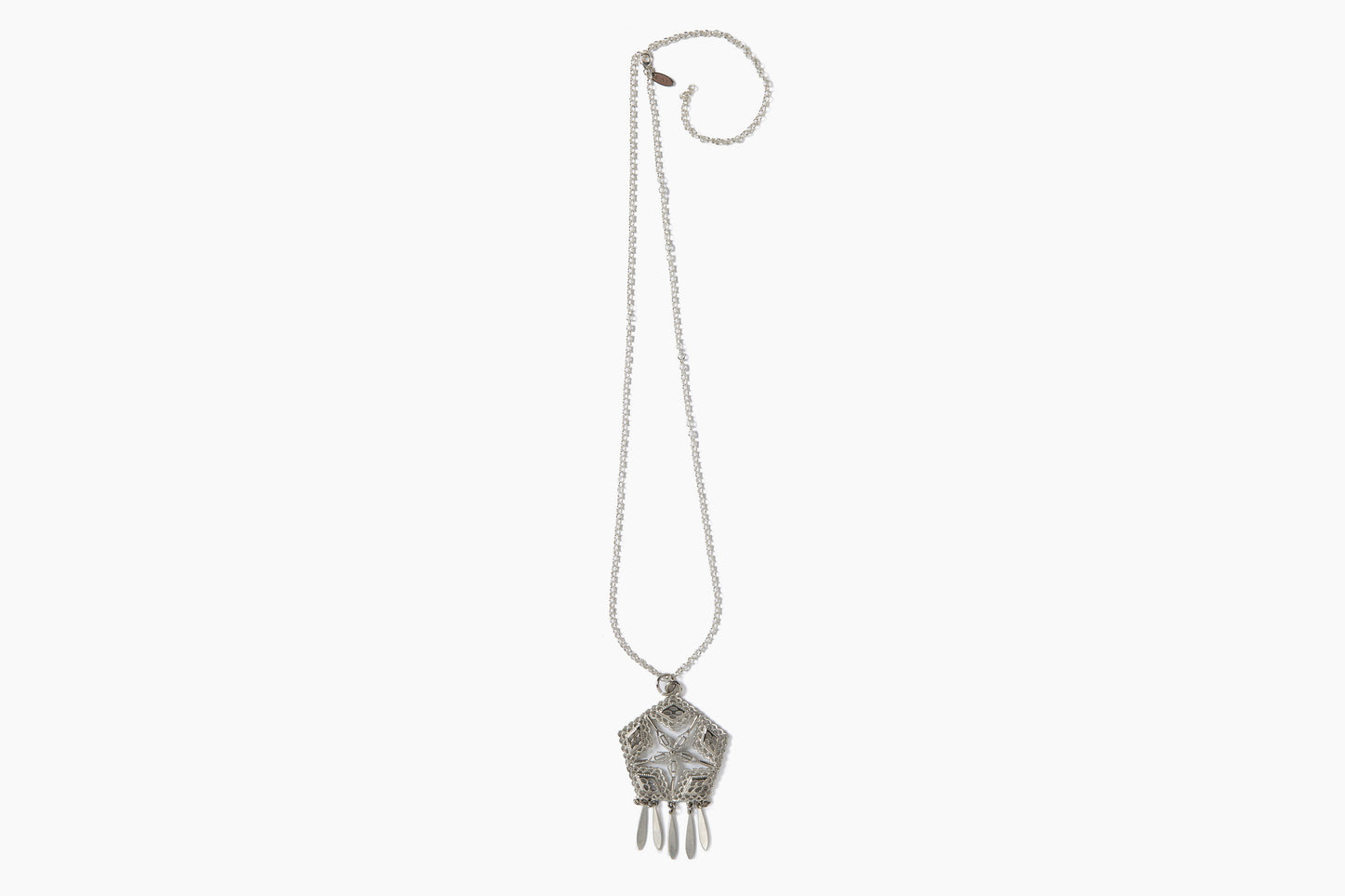 Silver Pentagon Statement Necklace