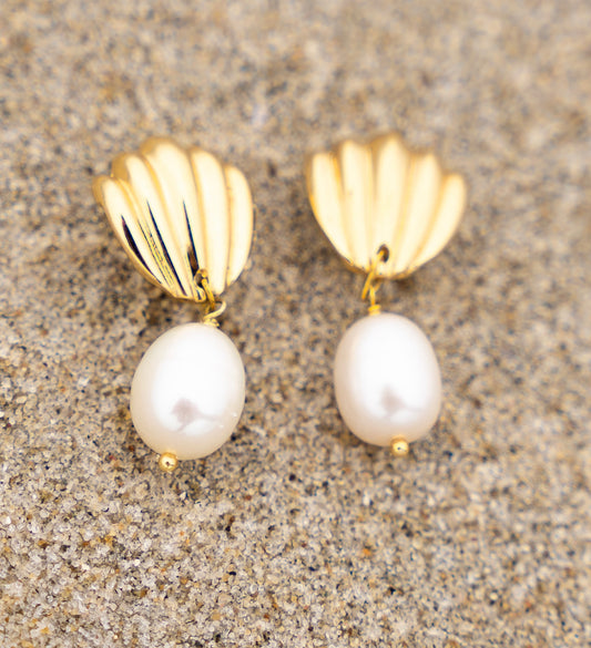 Small Vintage Shell Earring with FWP