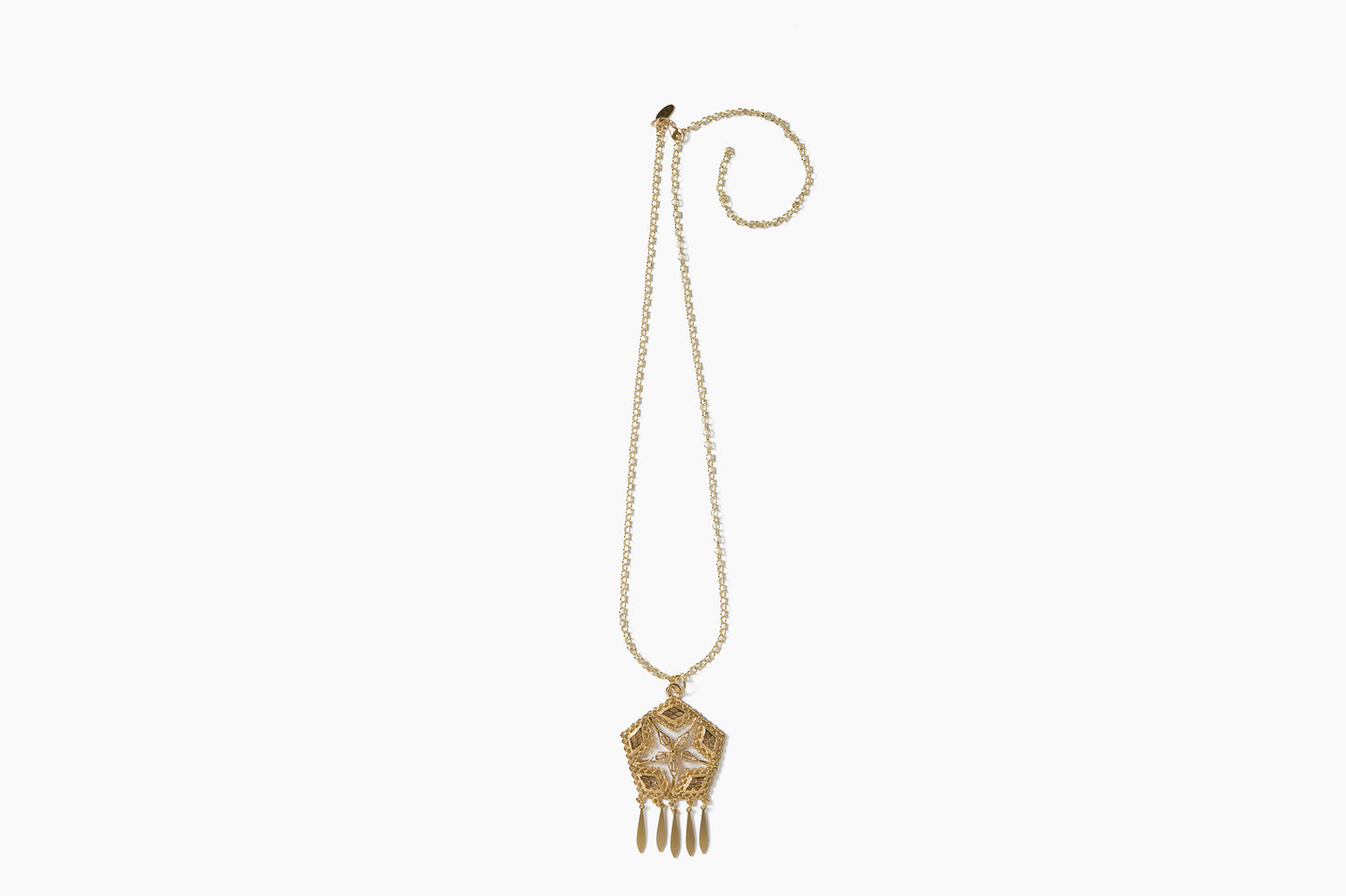 Gold Pentagon Statement Necklace