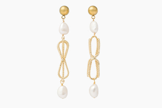 Bow Drop Earrings with Pearls